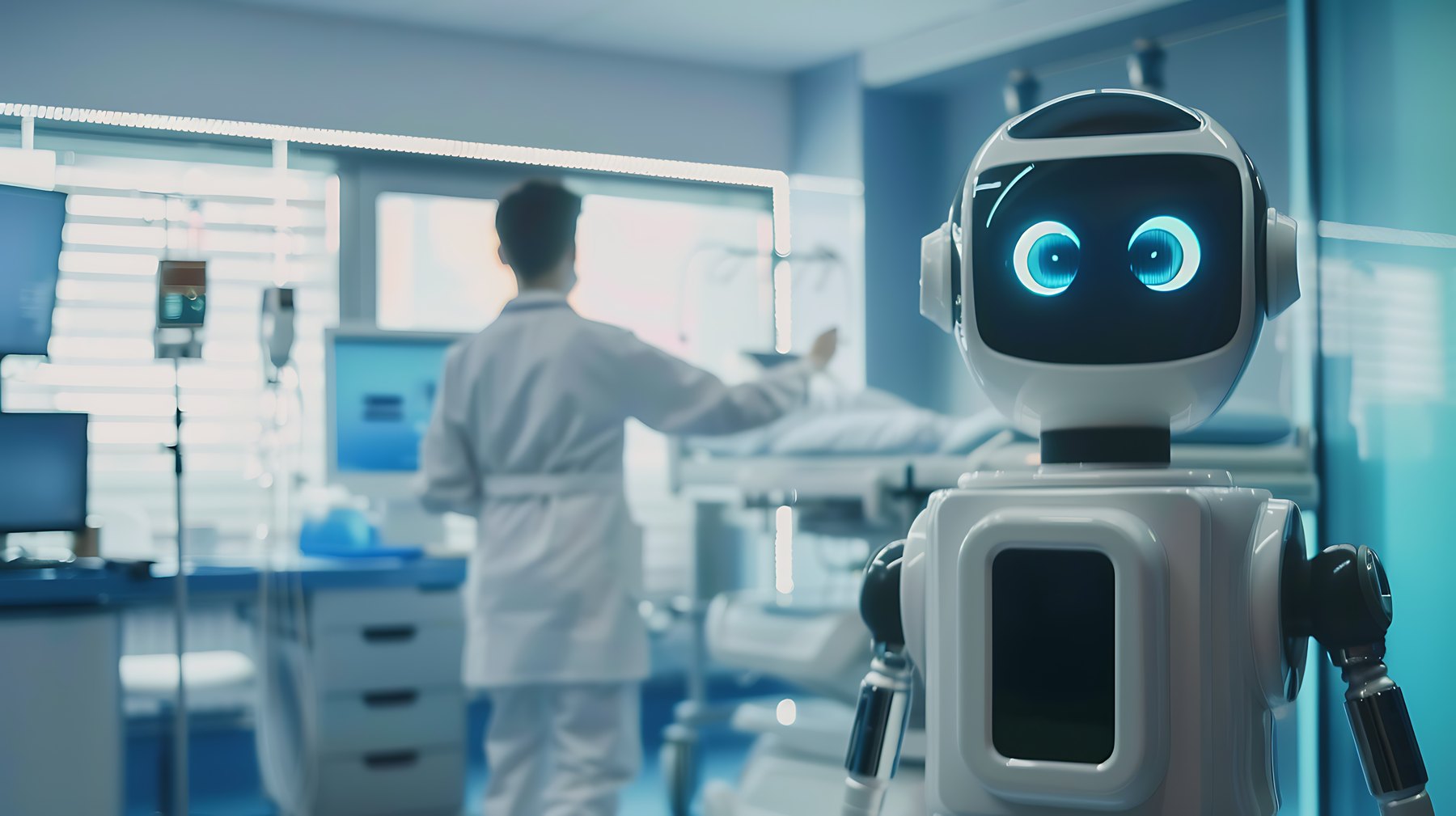 Friendly robot assistant in a medical room